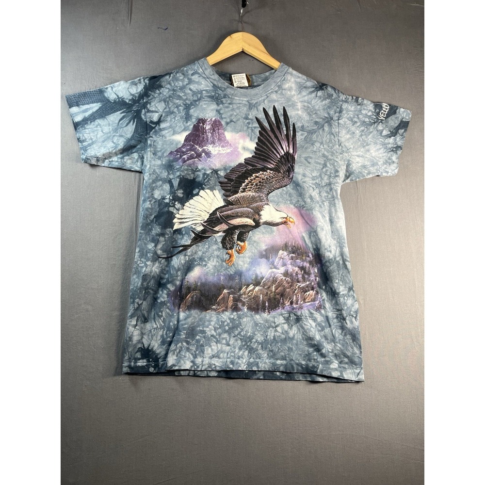 Vintage The Mountain Size L Blue Tie Dye Yellowstone Eagle  T Shirt Single